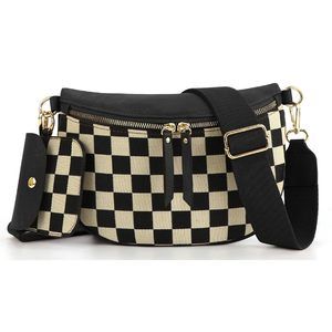 Checkered Black and Cream Satchel